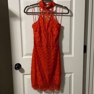 *NWT* Orange Lace Halter Dress | UK SZ 12